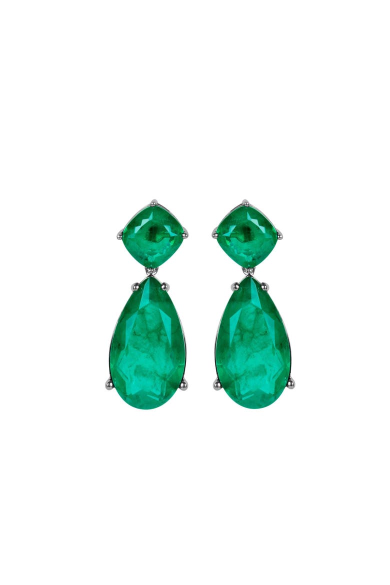 emerald pear drop earrings, Main, color, green