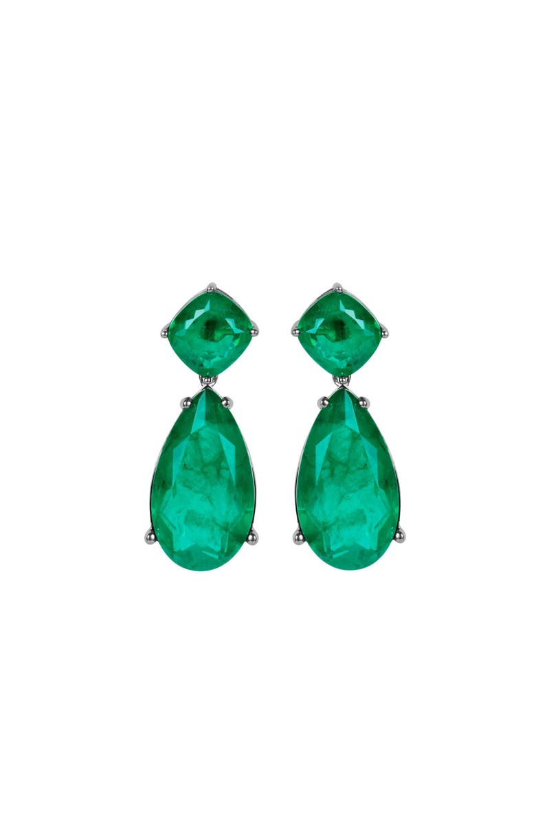 Gemma Azzurro emerald pear drop earrings, Main, color, Green