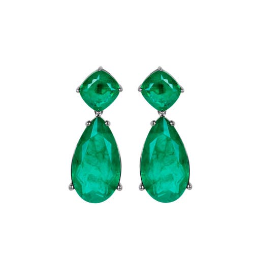 Gemma Azzurro Emerald Pear Drop Earrings In Green