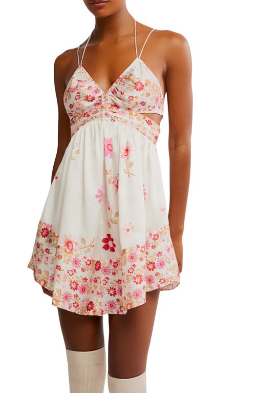 Free People Oasis Placed Floral Mini Slipdres In Sweet Combo