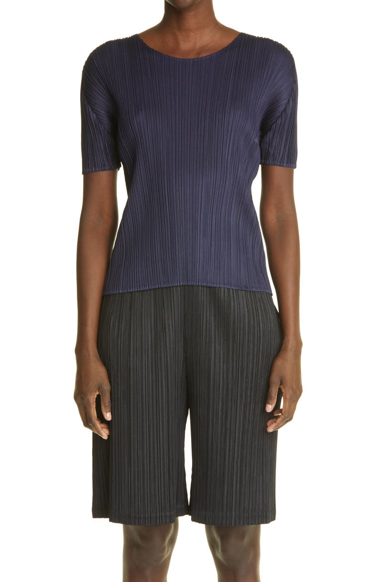 New Colorful Basics 3 Pleated Top, Main, color, NAVY