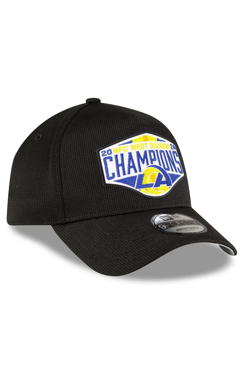 New Era Men's New Era Black Los Angeles Rams 2024 NFC West Division Champions Locker Room 9FORTY A-Frame Adjustable Hat, Alternate, color,