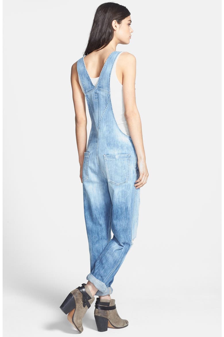 'Quincey' Distressed Denim Overalls, Alternate, color, SUN BLEACH
