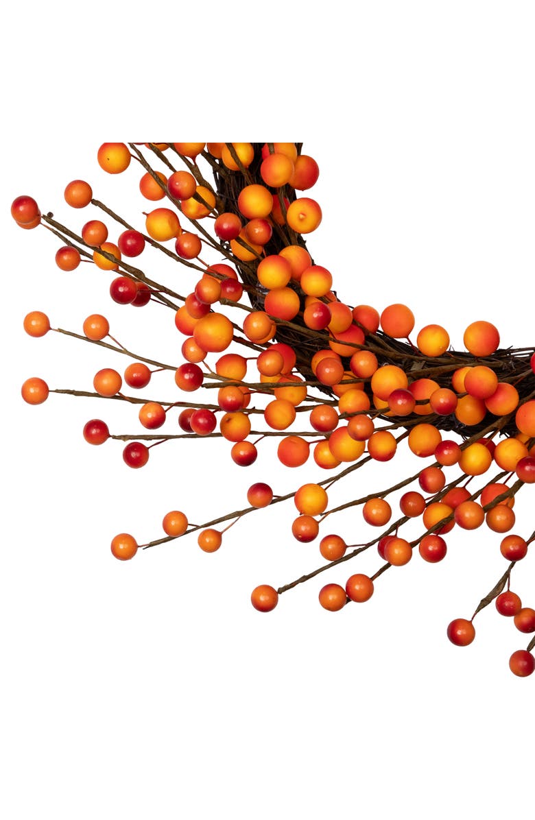 Northlight Artificial Berries Fall Harvest Twig Wreath - 14" - Orange and Red - Unlit, Alternate, color, 