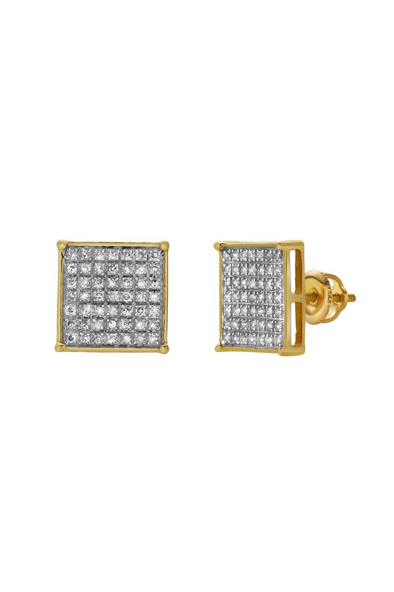 Onyx 10K Yellow Gold Cluster Diamond Unisex Earrings - 0.35 Cts, Main, color, 10K Yellow Gold