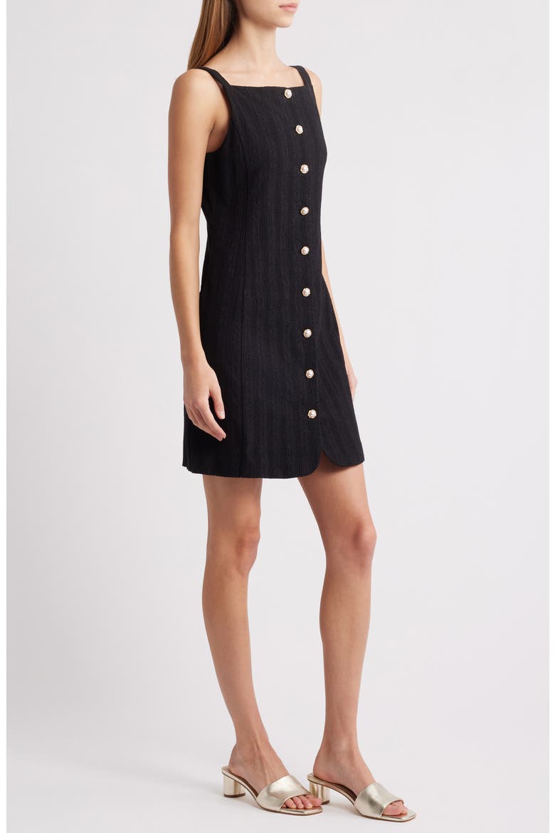 Textured Stripe Cotton Minidress, Alternate, color, BLACK