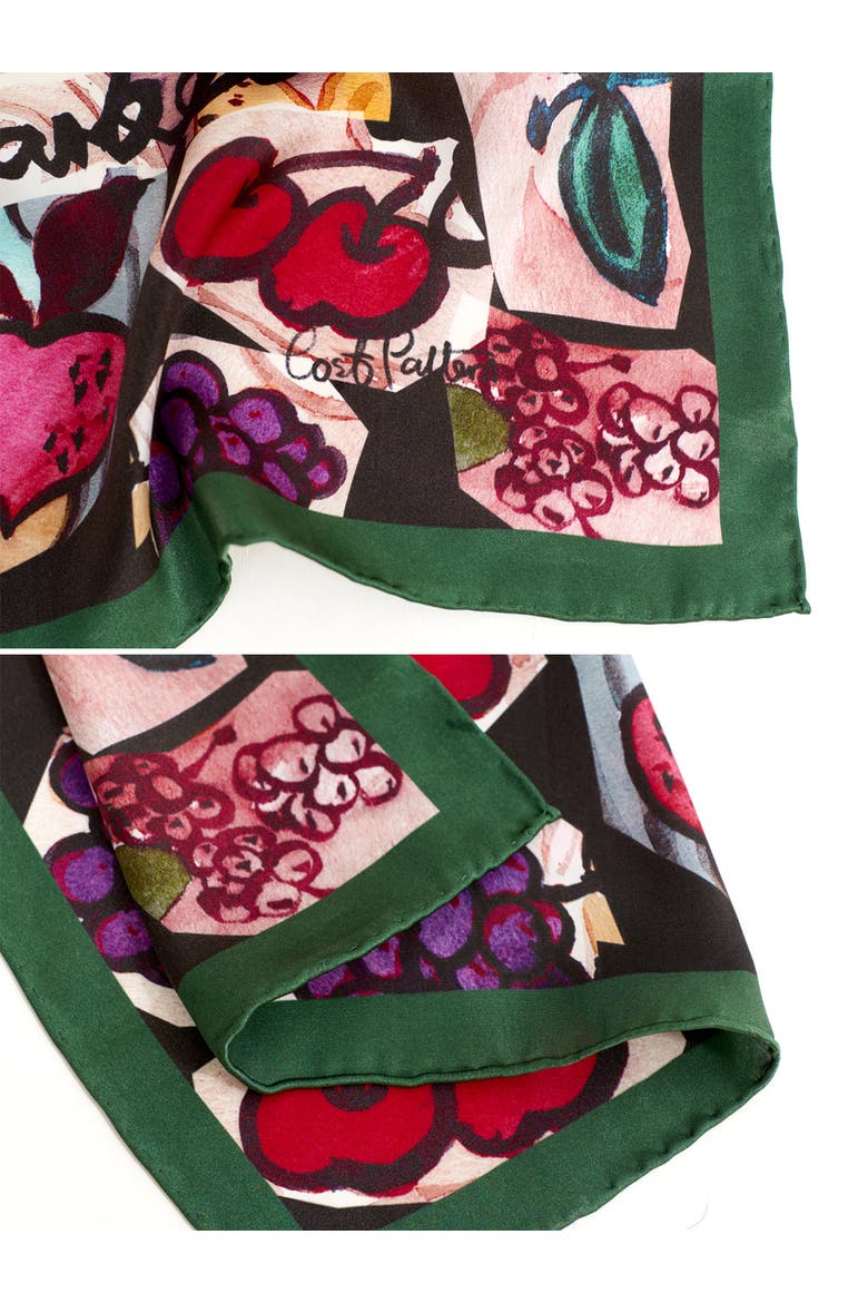 "Little Egret" Silk Pocket Square, Alternate, color, Green