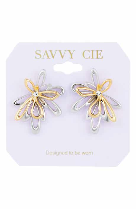 Two Tone Flower Stud Earrings