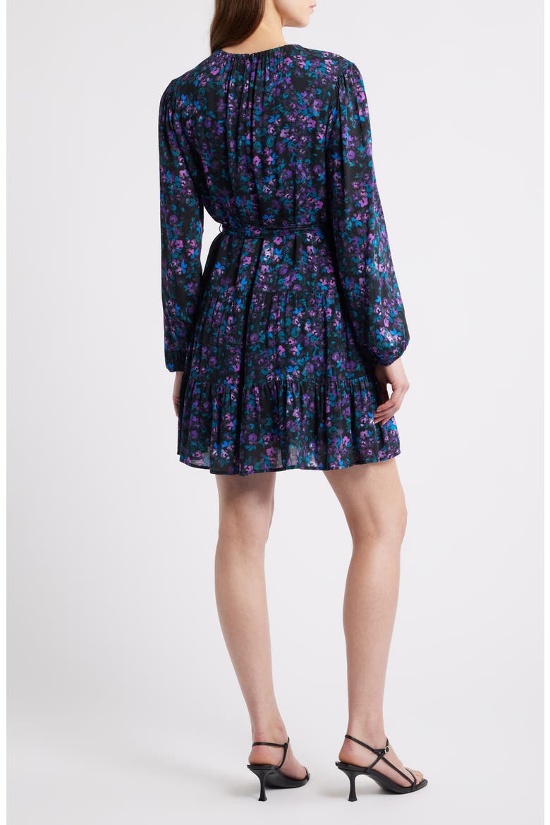 Floral Belted Tiered Minidress, Alternate, color, EVENING EMERALD
