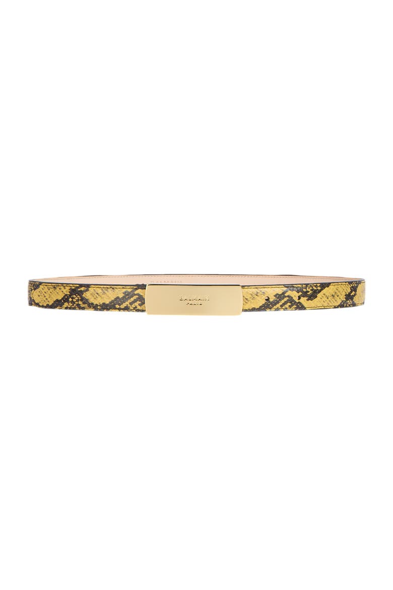 Belt in Python-Effect Leather, Main, color, yellow