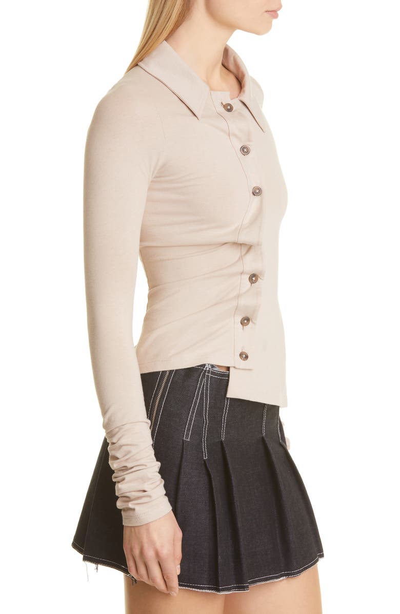 Anne Isabella Twisted Asymmetric Organic Cotton & Wool Shirt, Alternate, color,