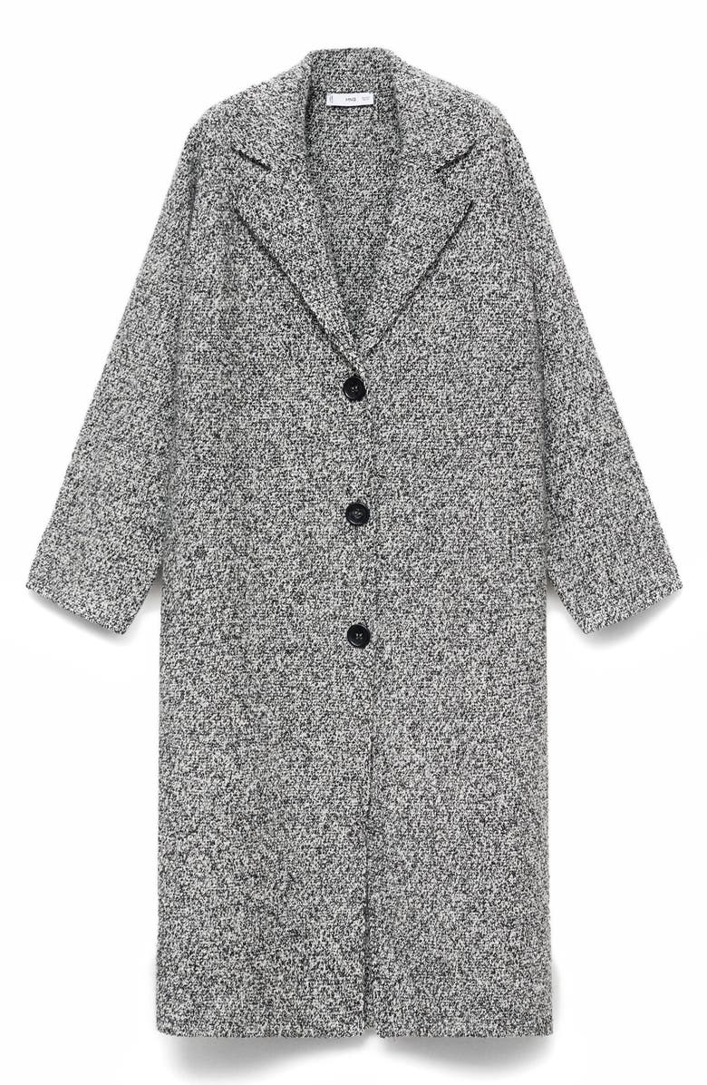 MANGO Marled Knit Longline Coat, Alternate, color, Black