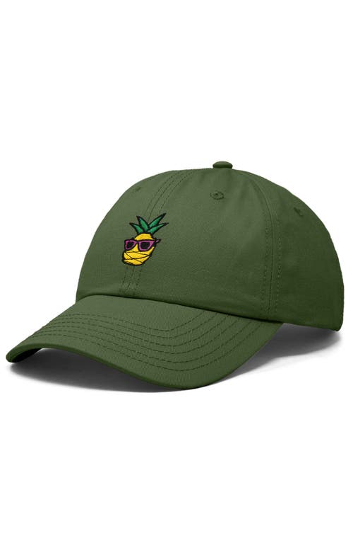 Dalix Pineapple Embroidered Dad Hat In Olive