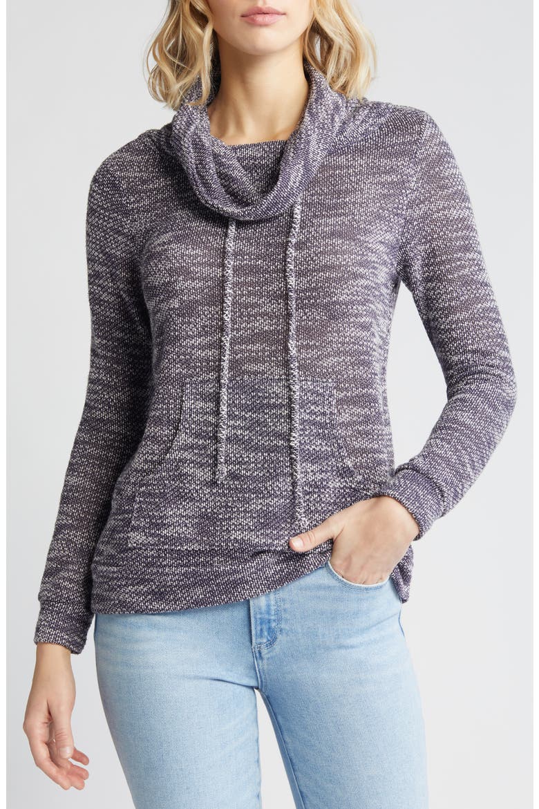 Cowl Neck Pullover, Main, color, NAVY