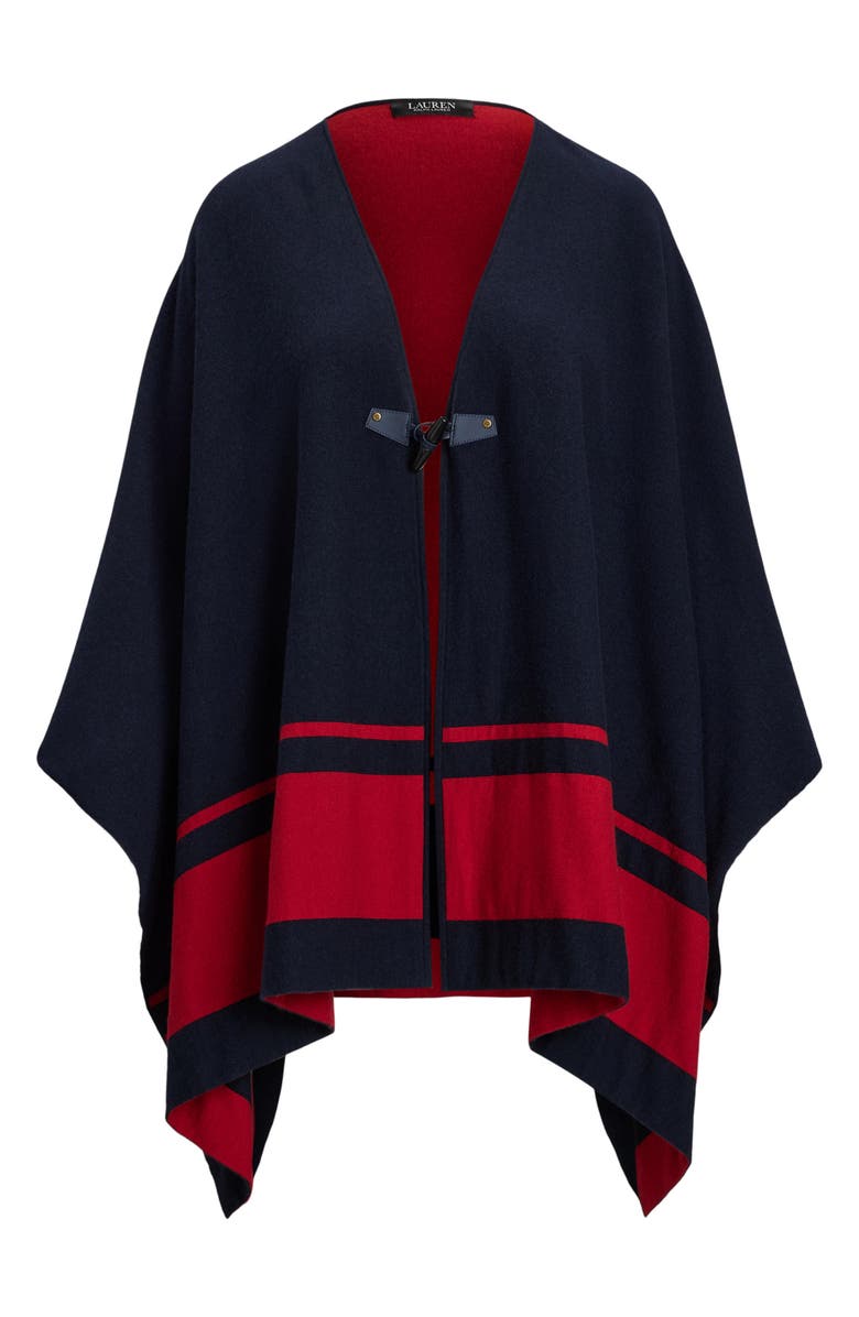 Lauren Ralph Lauren Joy Two-Tone Intarsia Knit Poncho, Alternate, color, 