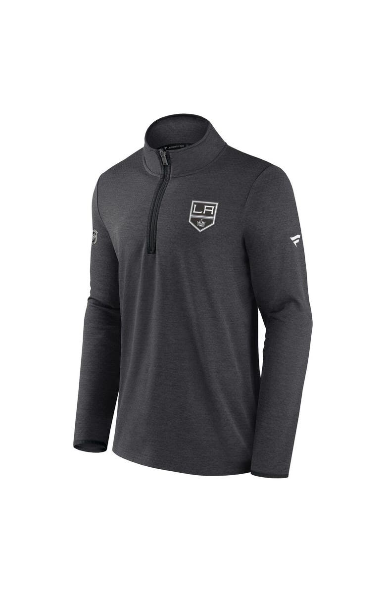 FANATICS Men's Fanatics Branded Heather Charcoal Los Angeles Kings Authentic Pro Rink Quarter-Zip Jacket, Alternate, color,