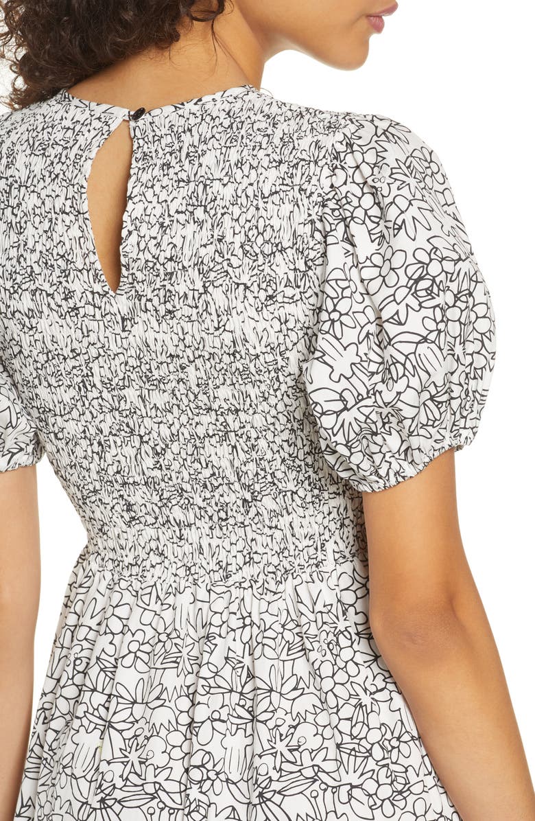 S/W/F Treasure Puff Sleeve Cotton Midi Dress, Alternate, color,