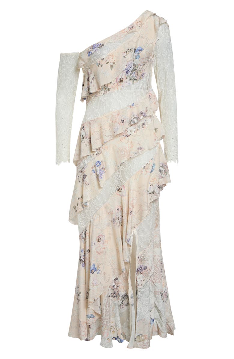 Camilla Laced with Love Asymmetric Frill Paneled One-Shoulder Long Sleeve Maxi Dress, Alternate, color, Laced With Love