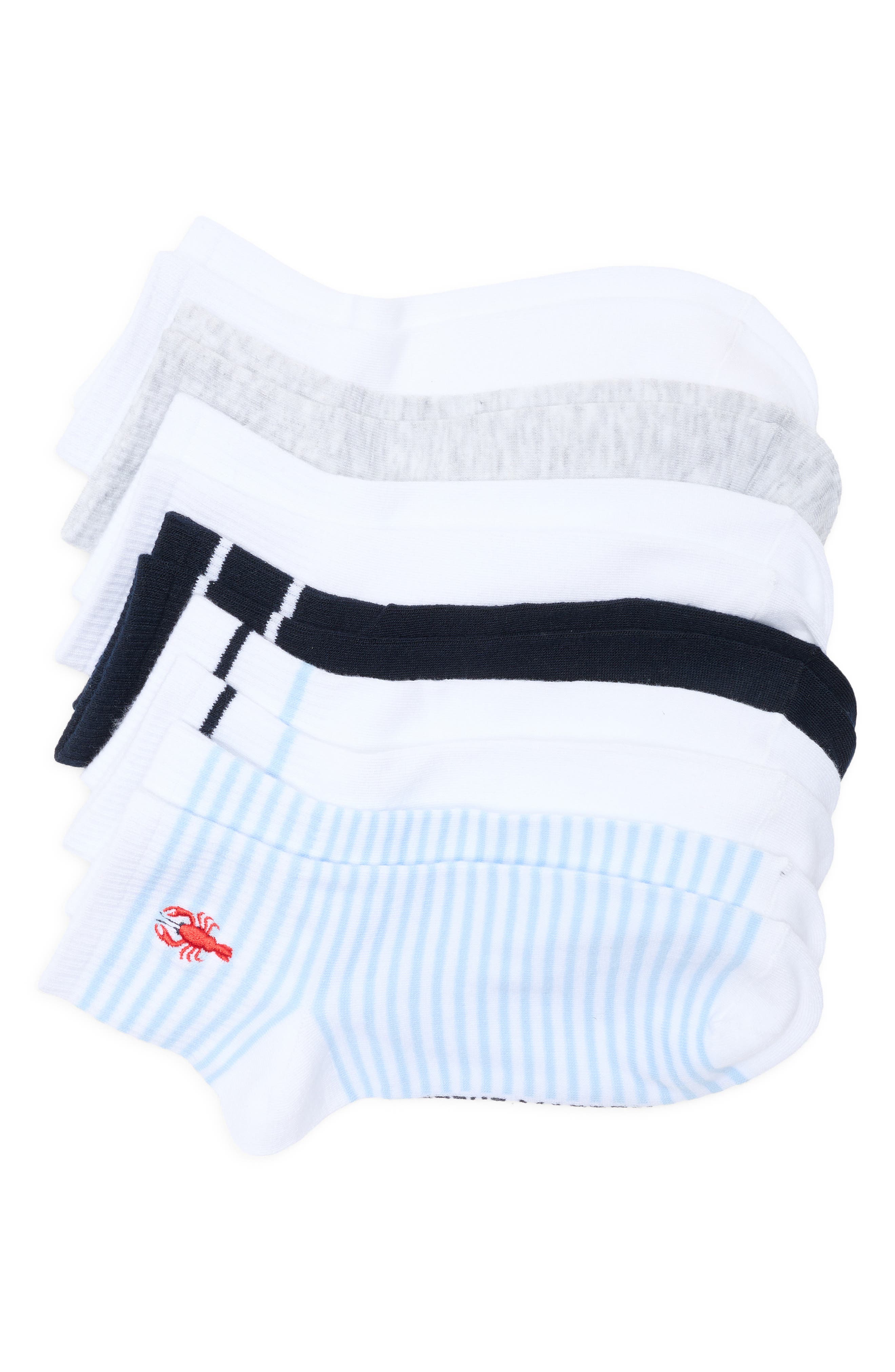 Steve Madden 6-Pack Lobster Embroidered & Stripe Quarter Crew Socks