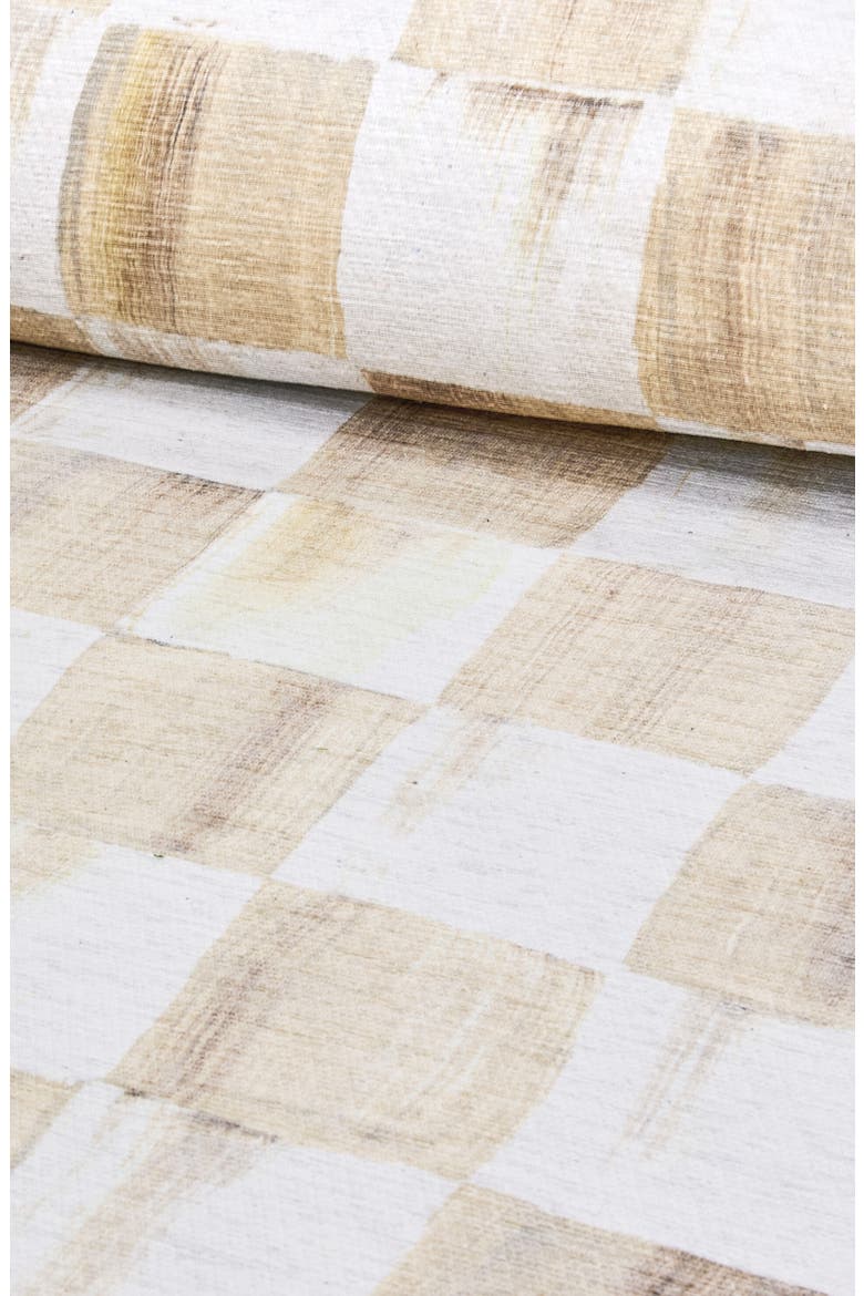 Mocha Checkerboard Machine Washable Runner Rug, Alternate, color, MOCHA