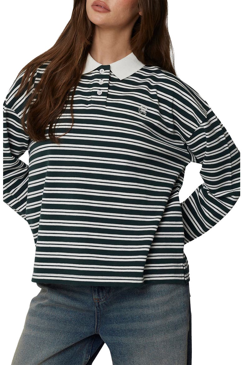 Long Sleeve Striped Polo, Alternate, color, Green