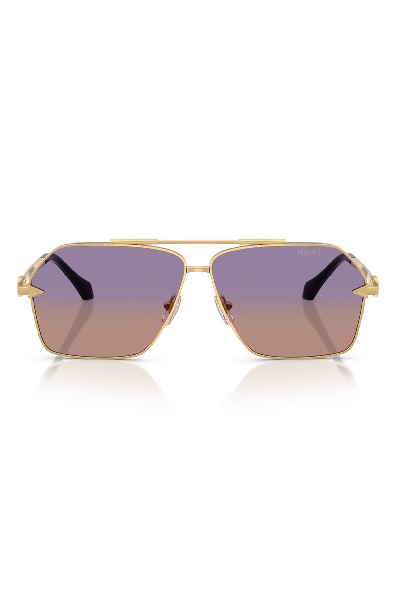 Versace 63mm Pilot Sunglasses, Main, color, Gold / Orange Violet