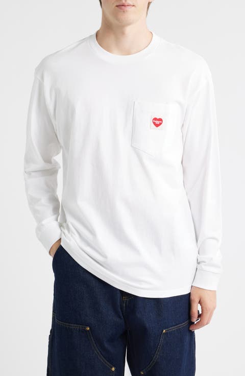 Pocket Heart Long Sleeve Cotton T-Shirt