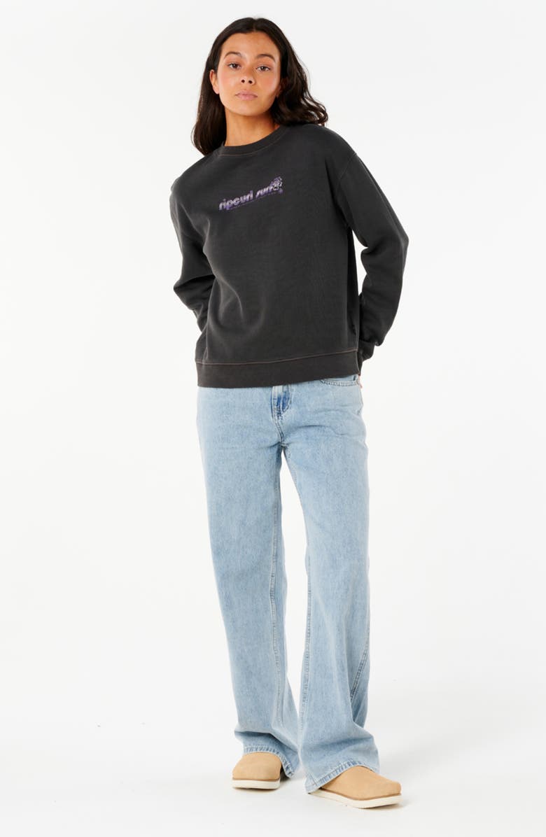 Rip Curl Neon Isles Cotton Graphic Sweatshirt, Alternate, color, Washed Black