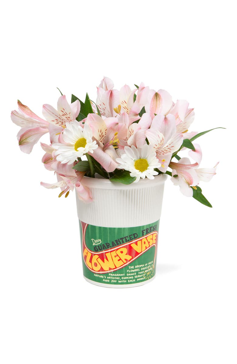 doiy Noodle Pot Ceramic Vase, Alternate, color, Green