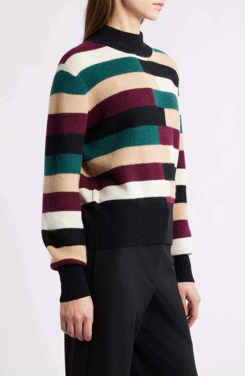 Elie Tahari Phoenix Colorblock Mock Neck Cashmere Sweater In Multi