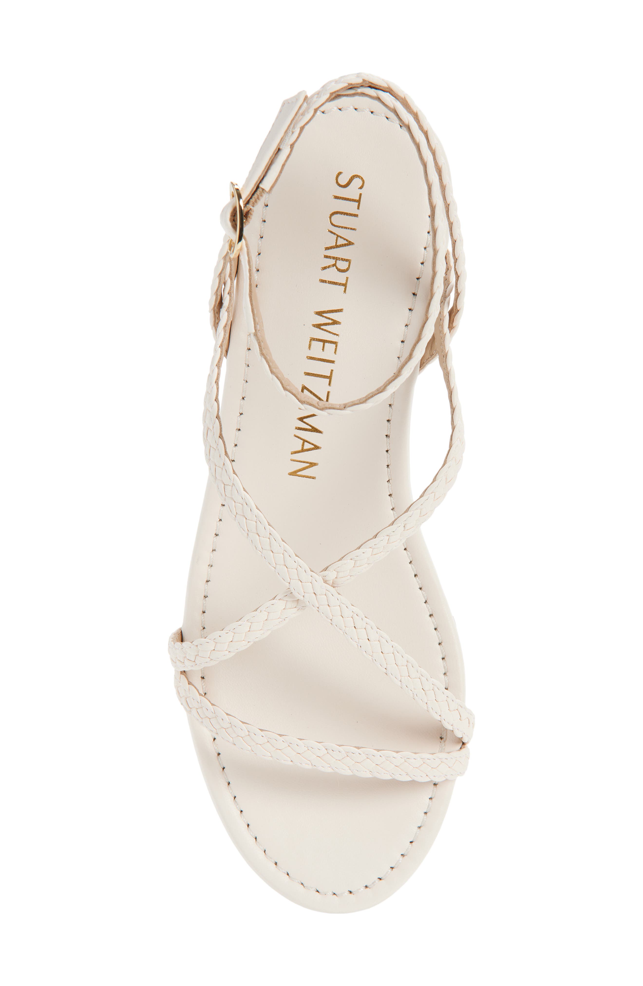 Stuart Weitzman Wovette Wedge Sandal, Alternate, color, Seashell/ Walnut