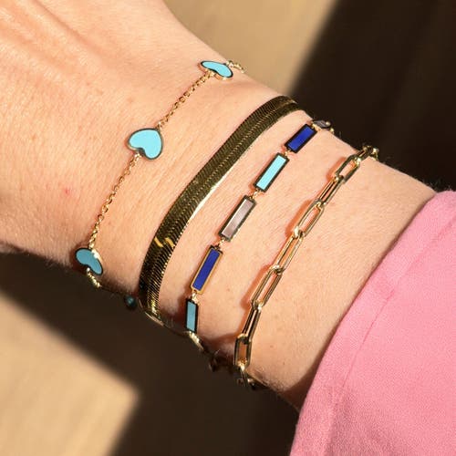 The Lovery Fine Jewelry Turquoise Heart Station Bracelet In Blue