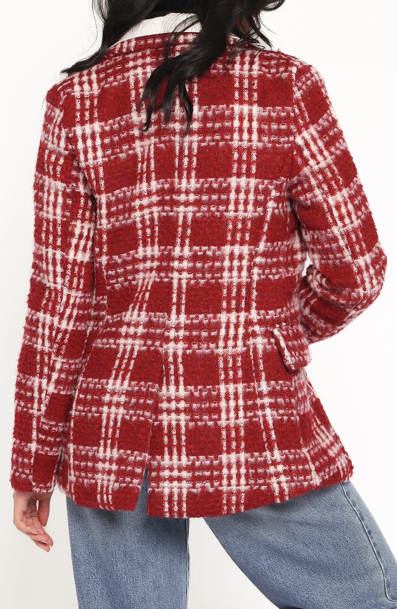 Petal & Pup Juliette Plaid Bouclé Blazer, Alternate, color, Red