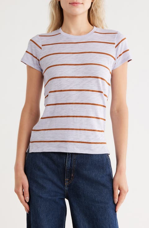 Schoolboy Stripe Slub Jersey Crewneck T-Shirt