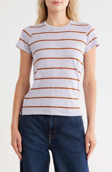 ATM Anthony Thomas Melillo Schoolboy Stripe Slub Jersey Crewneck T-Shirt