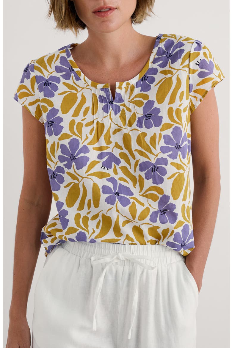 Garden Gate Organic Cotton Voile Top, Main, color, LEAFY FLORAL CHALK PEAR