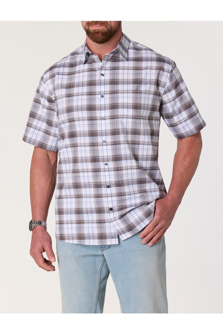 Big & Tall Multi Plaid Microfiber Sport Shirt, Alternate, color, GREY
