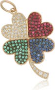 The Lovery Fine Jewelry Rainbow Gemstone and Diamond Lucky Clover Charm