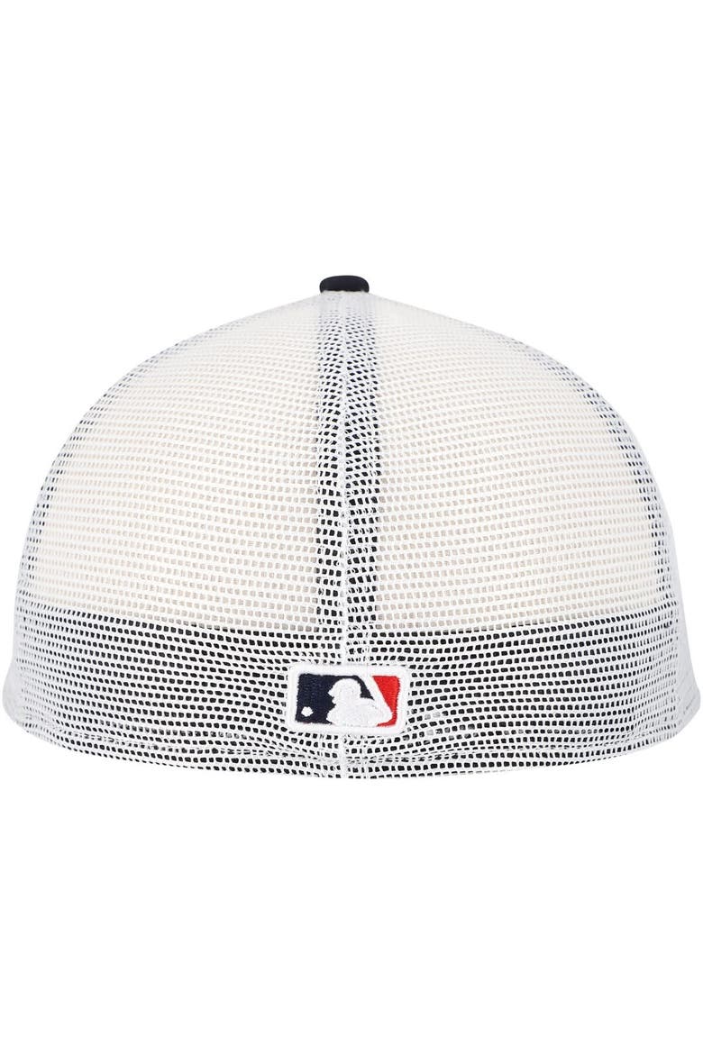 Men's New Era Navy Cleveland Guardians Team Color 59FIFTY Trucker Fitted Hat, Alternate, color, Navy
