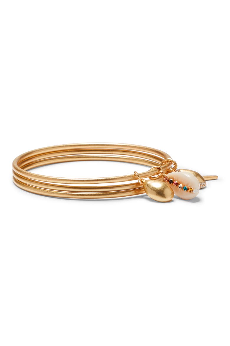Charm Triple Layer Bangle Bracelet, Alternate, color, GOLD/ IVORY
