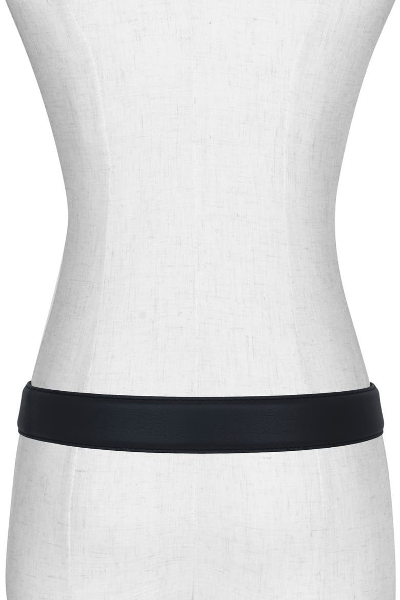 Triple Ring Leather Belt, Alternate, color, BLACK/ POLISHED GOLD