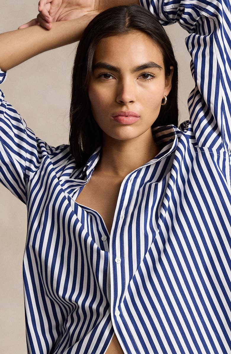 Polo Ralph Lauren Oversize Stripe Button-Down Tunic, Alternate, color,