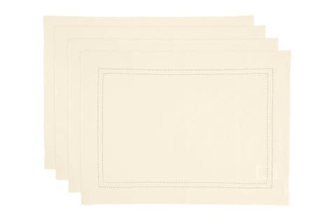 Linen Placemats - Linen Double Hemstitch, 14" x 19" Inch