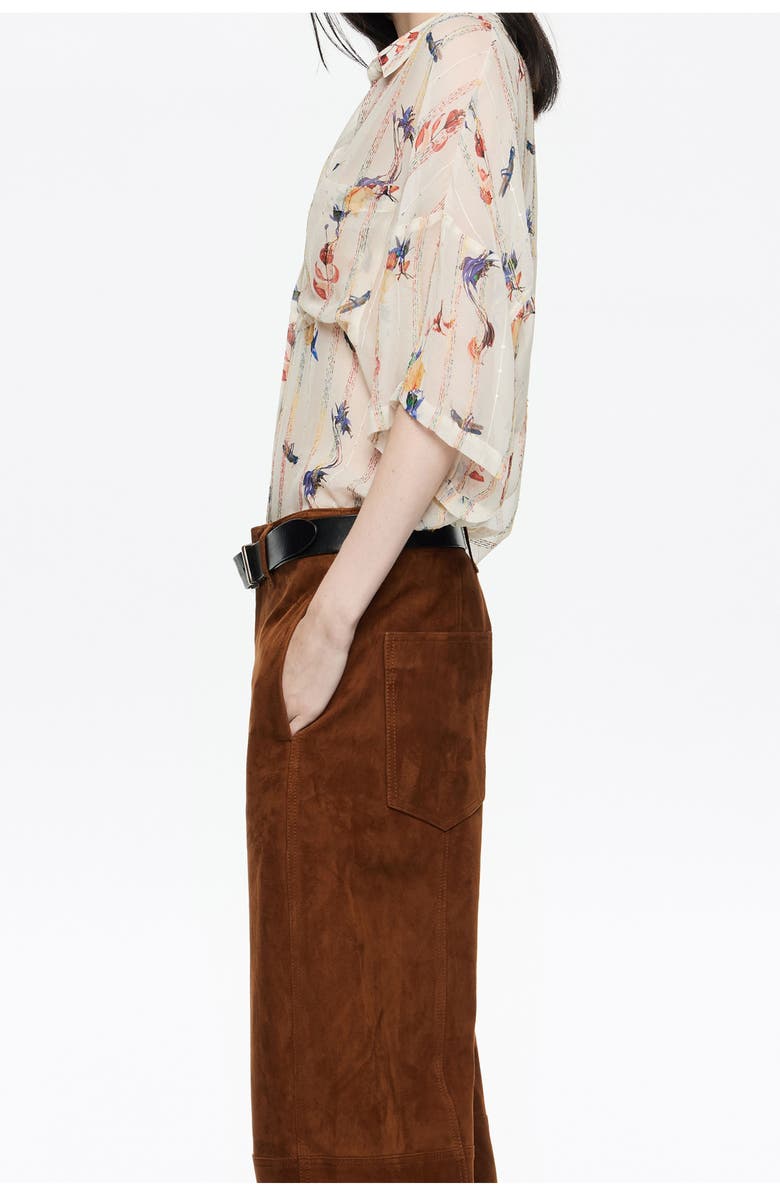 Bimba y Lola Oversize Flowers Scan Shirt, Alternate, color, Flowers Scan Ivory