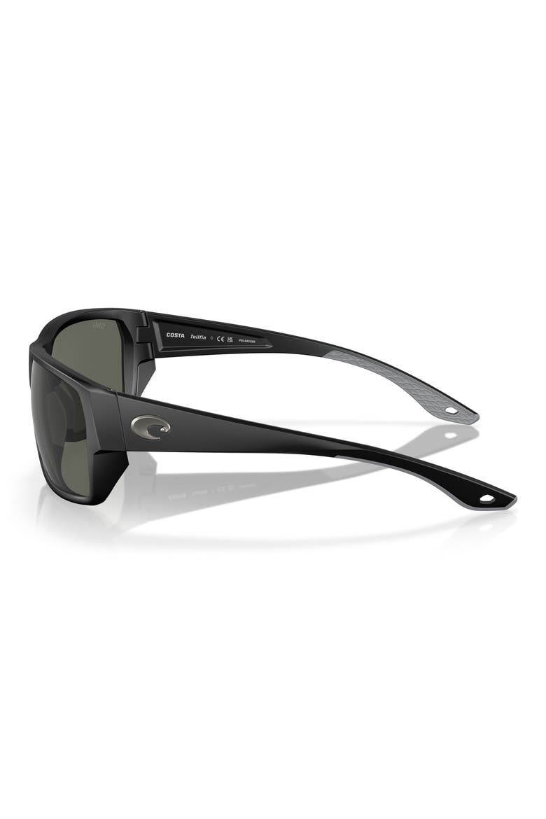 Tailfin 60mm Polarized Rectangular Sunglasses, Alternate, color, MATTE BLACK