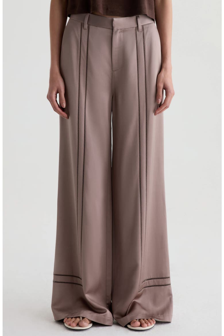 Sarah High Waist Wide Leg Satin Pants, Main, color, CORK