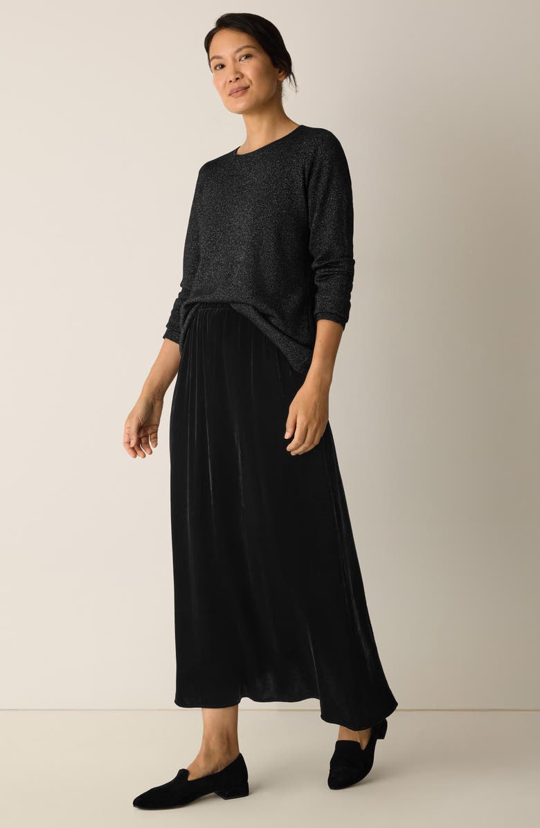 Eileen Fisher Metallic Shimmer Wool Blend Sweater, Alternate, color, Black