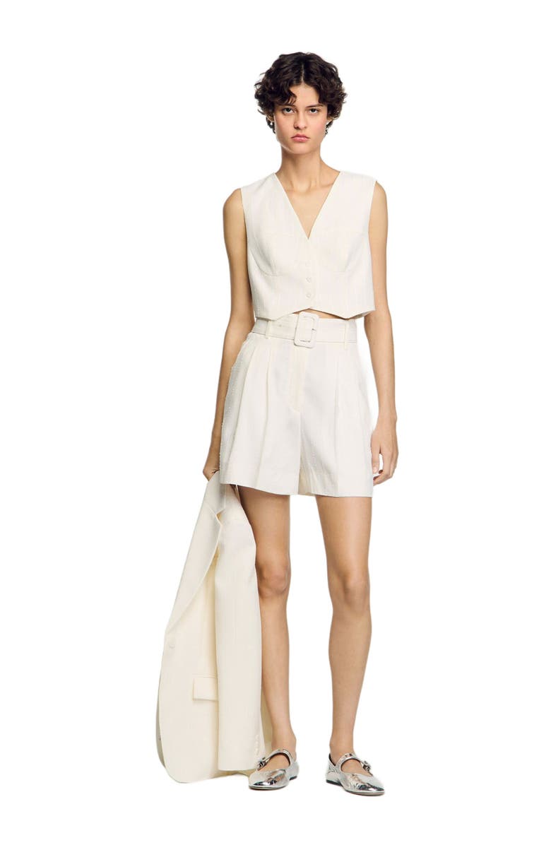 SANDRO Sequin high-waisted shorts, Alternate, color, 