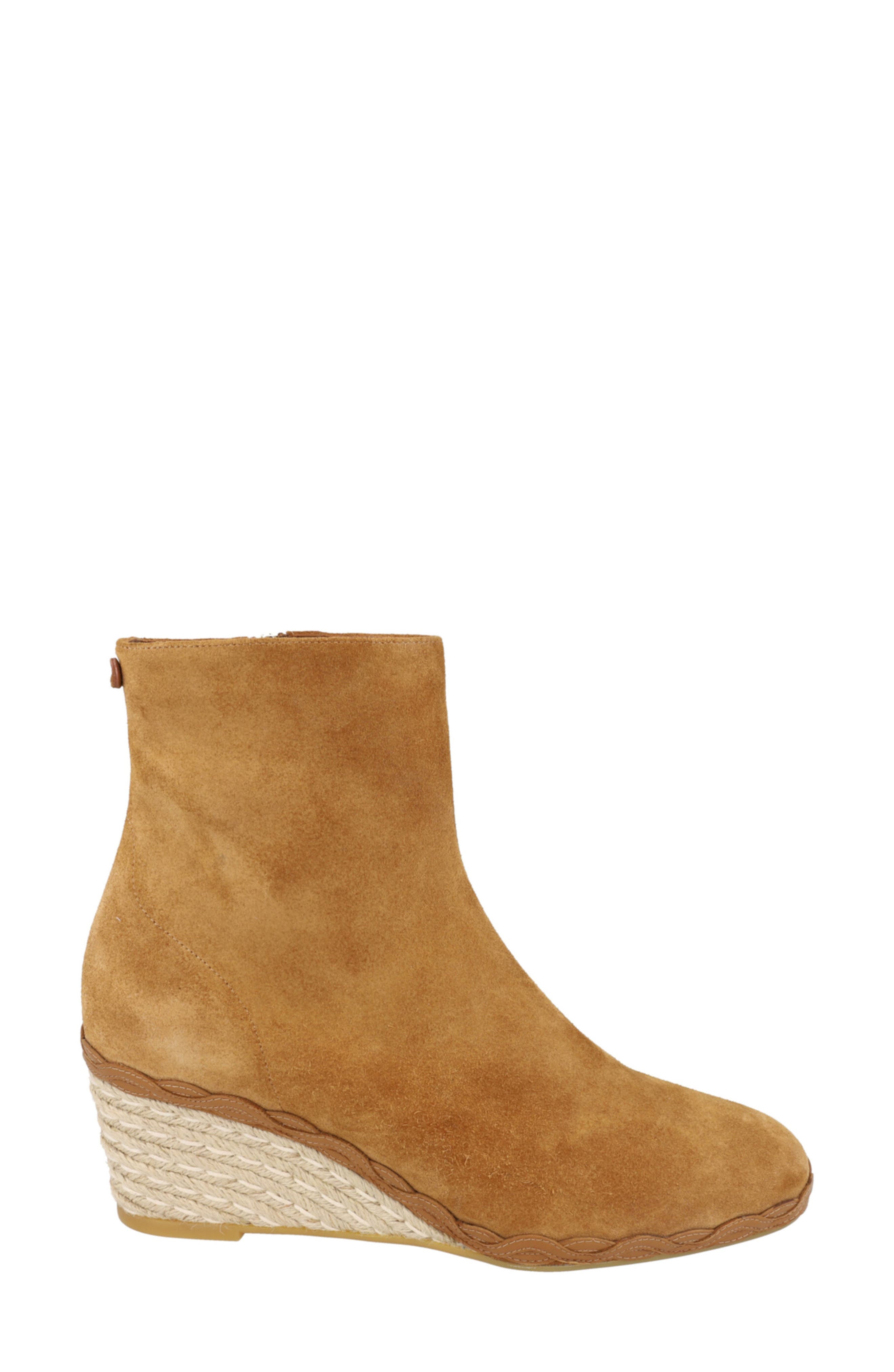Canaria Suede Espadrille Wedge Boot, Alternate, color, CAMEL