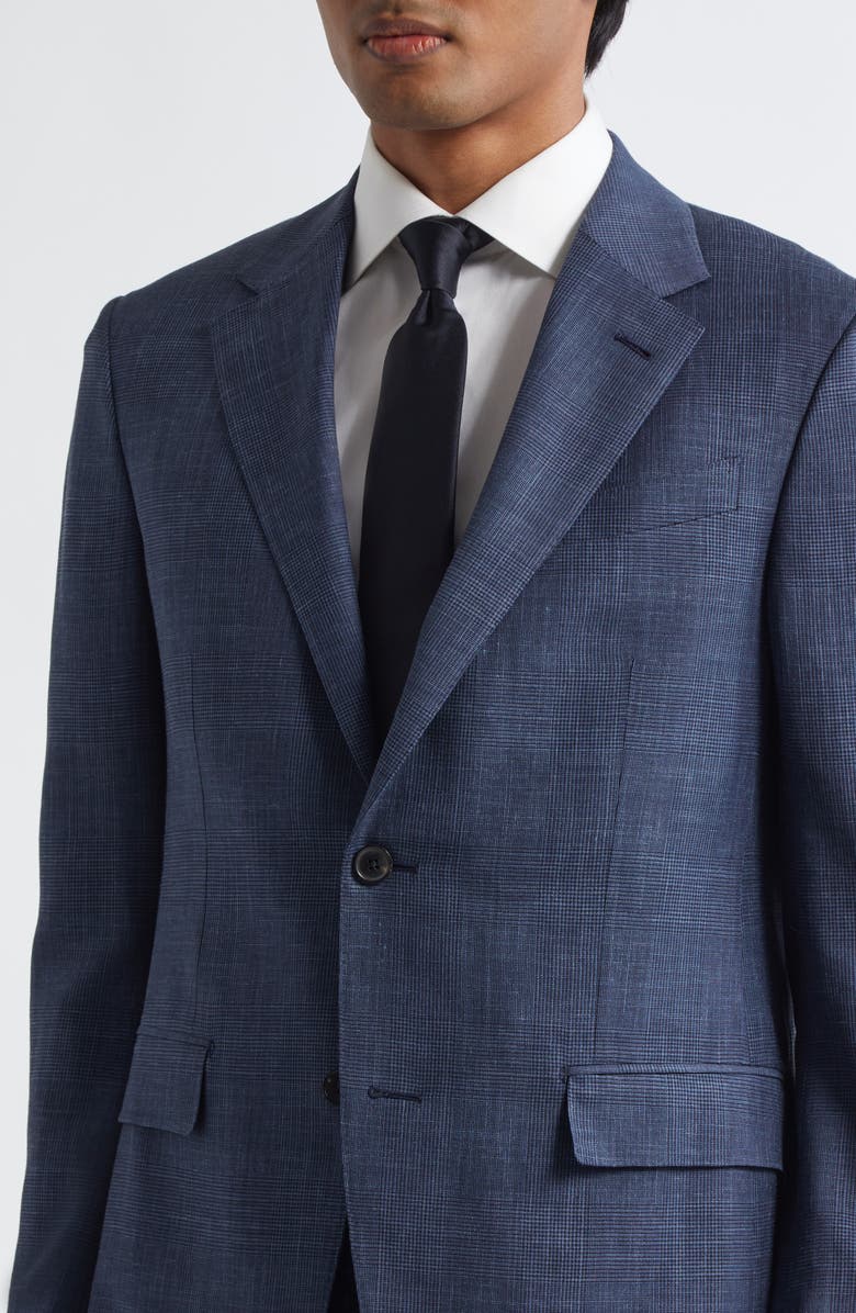 ZEGNA Crossover Prince of Wales Check Wool, Silk & Linen Suit, Alternate, color, Blue Navy Check